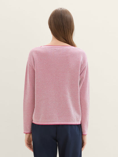 Textured Round Neck Sweater_1033125_36279_05