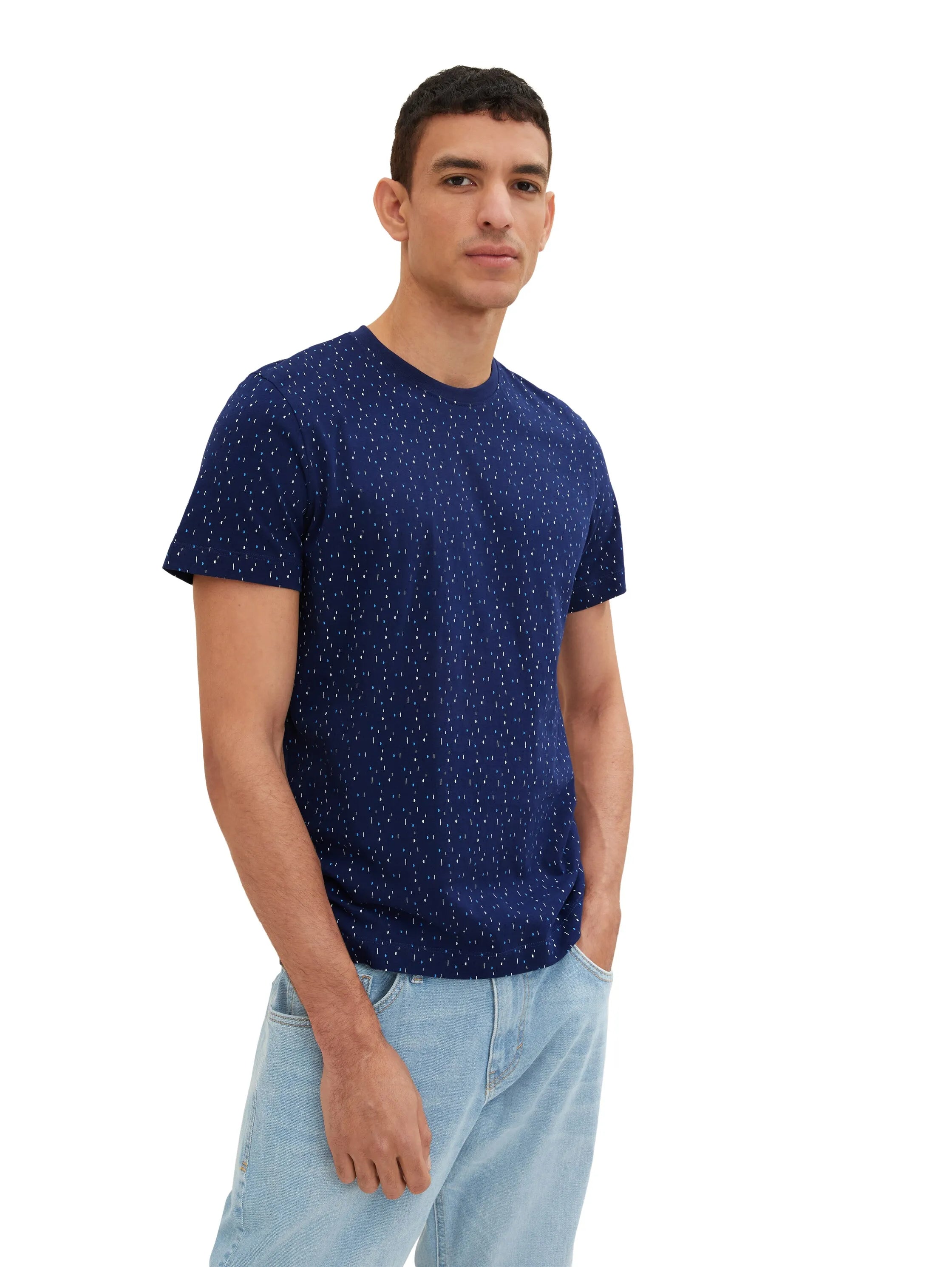 Tom Tailor Dark Blue Multicolor Design Men T-Shirt with an All-Over Print SKU: 1034878_31265 Image 01