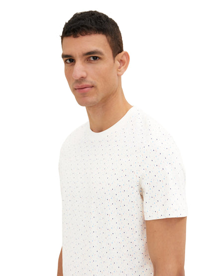 Tom Tailor Off White Multicolor Design Men T-Shirt with an All-Over Print SKU: 1034878_31266 Image 04