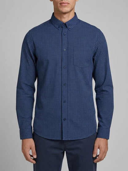 Tom Tailor Navy Blue Check Men Shirt in a Checked Pattern SKU: 1034882_31166 Image 00