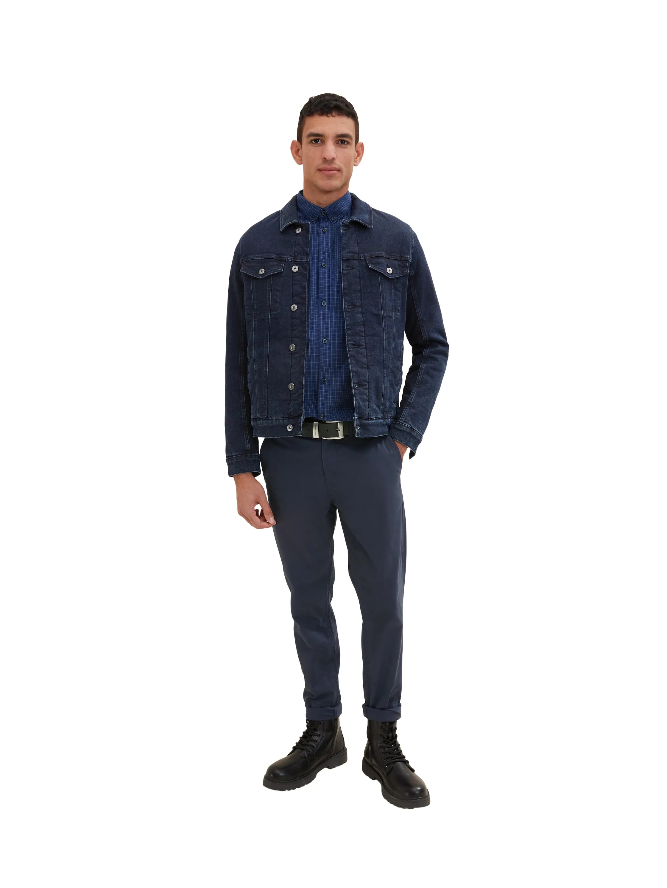 Tom Tailor Navy Blue Check Men Shirt in a Checked Pattern SKU: 1034882_31166 Image 01