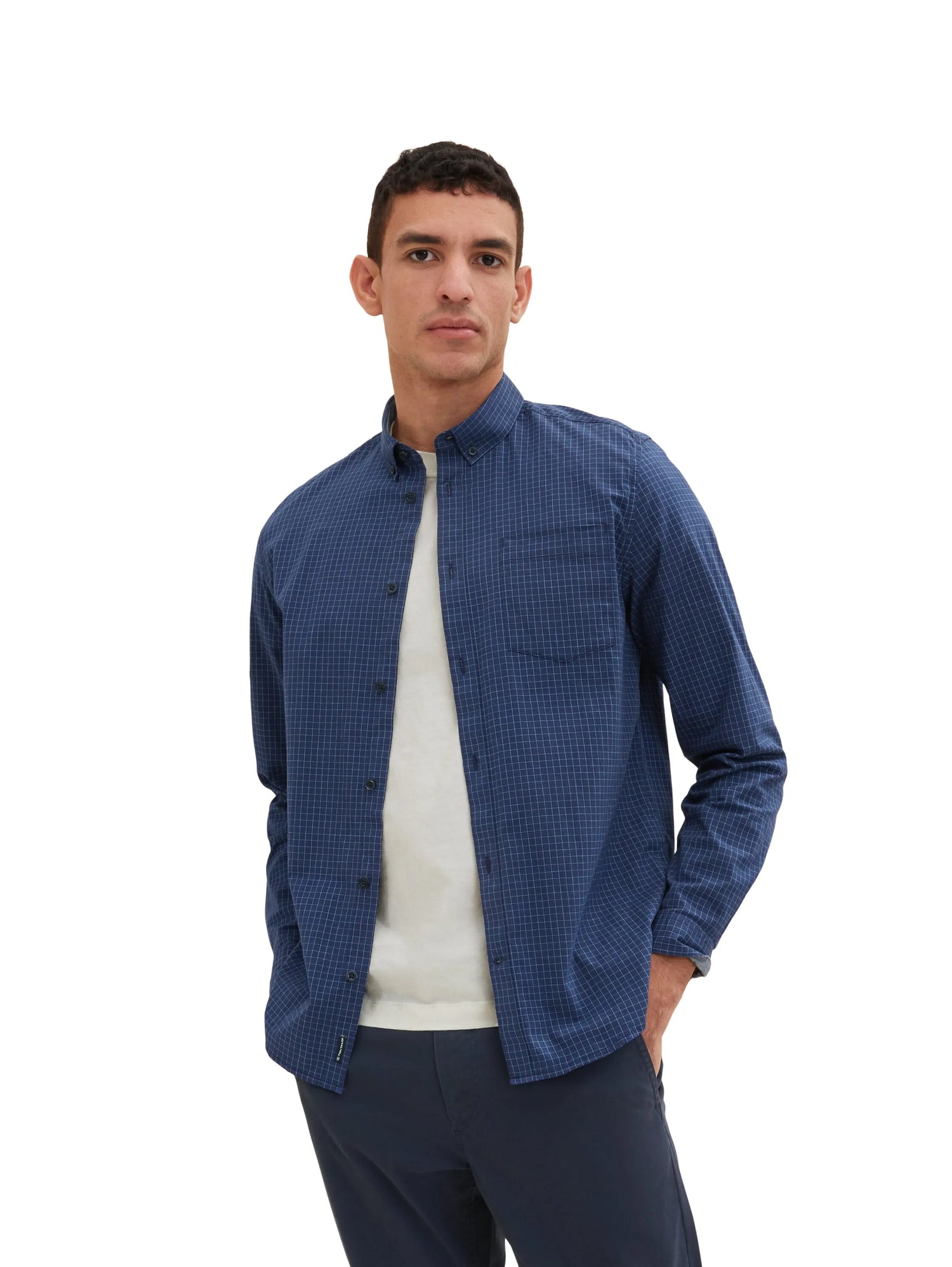 Tom Tailor Navy Blue Check Men Shirt in a Checked Pattern SKU: 1034882_31166 Image 02