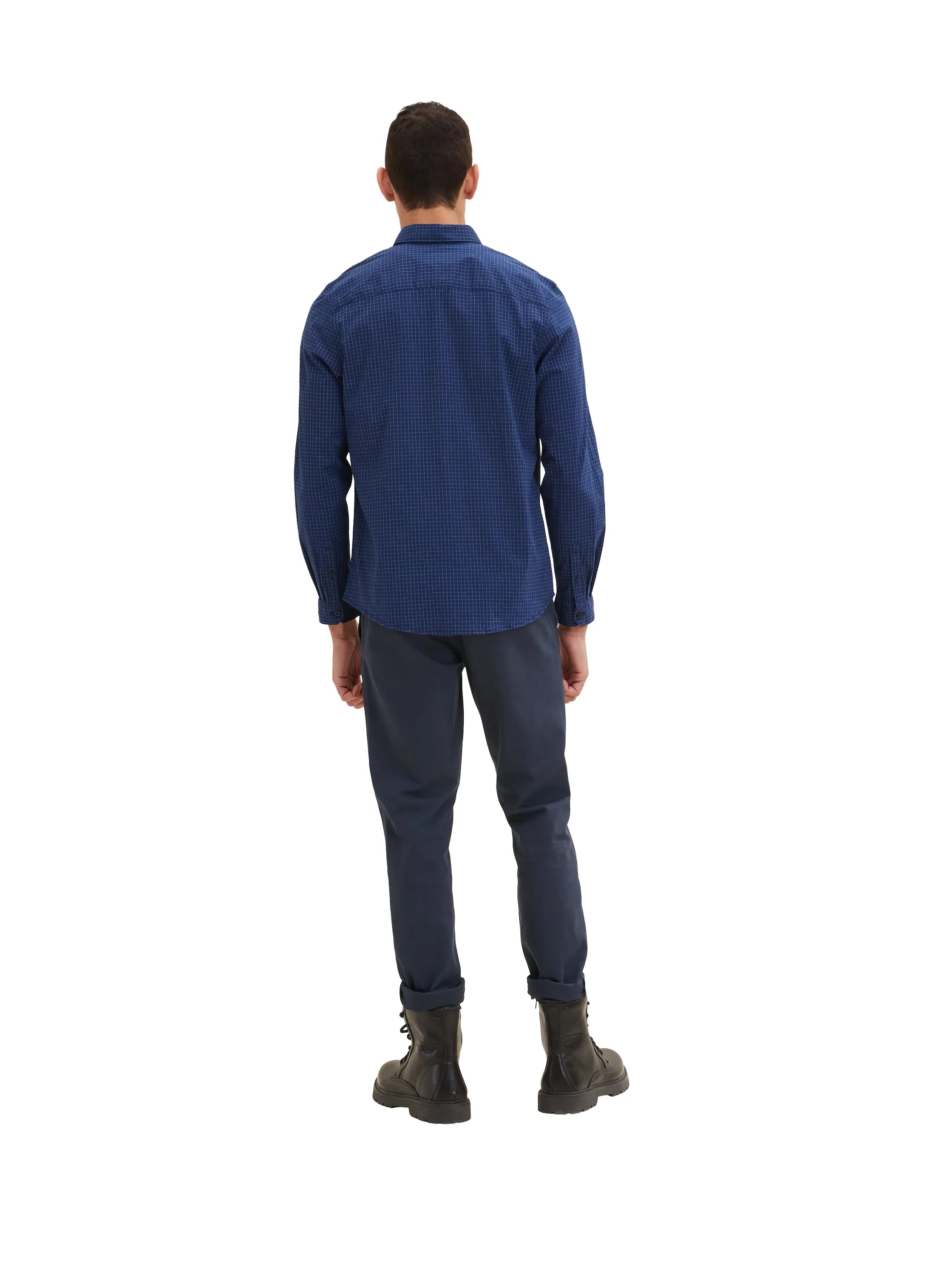 Tom Tailor Navy Blue Check Men Shirt in a Checked Pattern SKU: 1034882_31166 Image 03