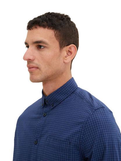 Tom Tailor Navy Blue Check Men Shirt in a Checked Pattern SKU: 1034882_31166 Image 04