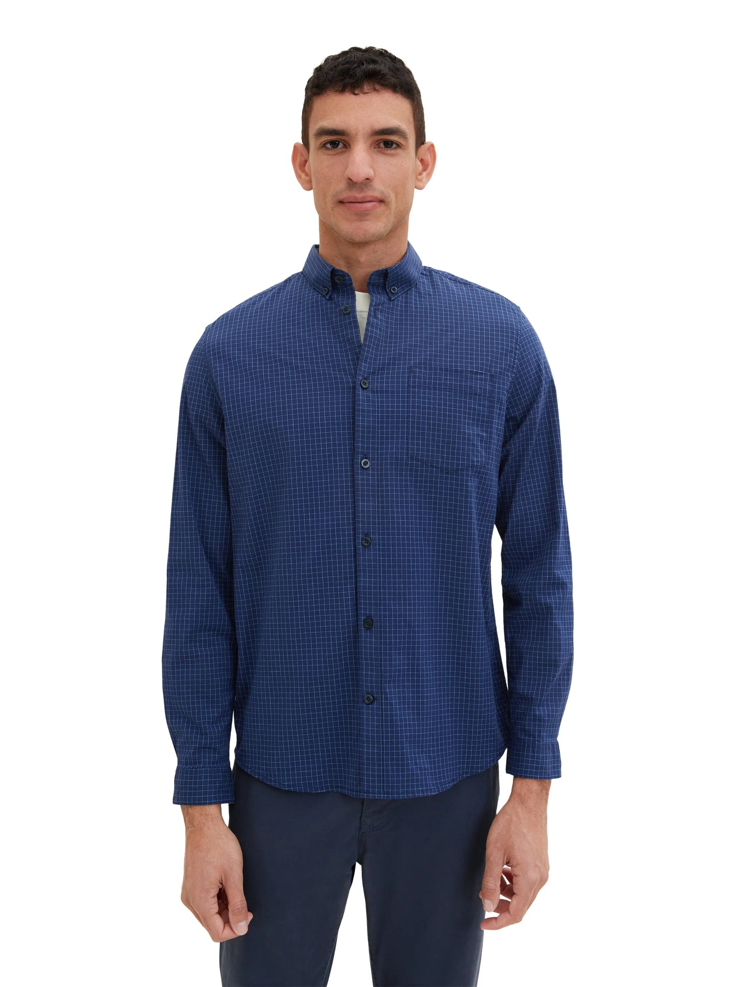 Tom Tailor Navy Blue Check Men Shirt in a Checked Pattern SKU: 1034882_31166 Image 05