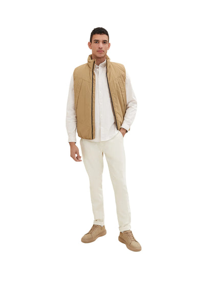 Tom Tailor Off White Peach Orange Check Men Shirt in a Checked Pattern SKU: 1034882_31168 Image 02