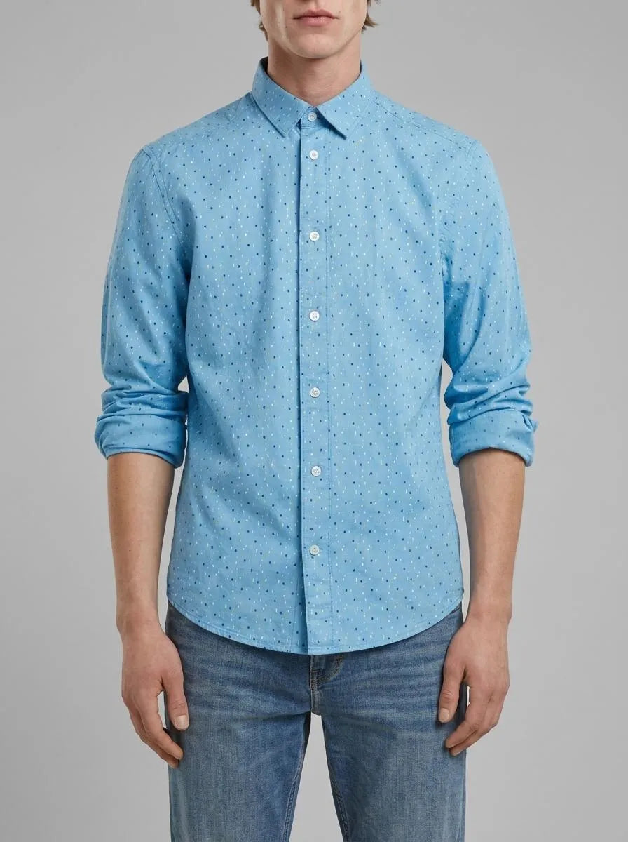 Tom Tailor Blue Multicolor Design Men Shirt with an All-Over Print SKU: 1034883_31264 Image 00