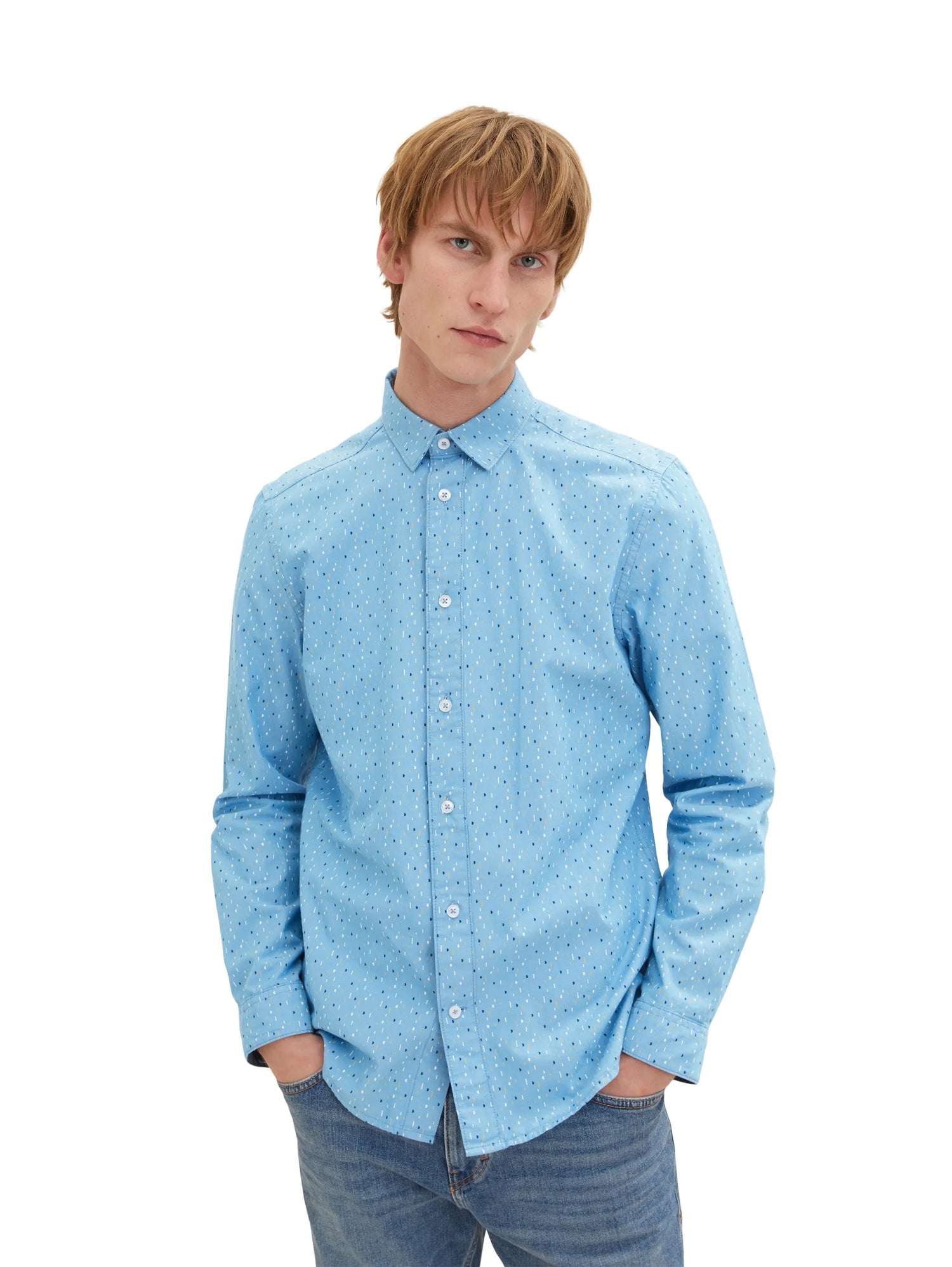 Tom Tailor Blue Multicolor Design Men Shirt with an All-Over Print SKU: 1034883_31264 Image 05
