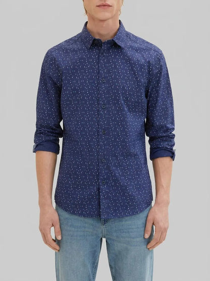 Tom Tailor Dark Blue Multicolor Design Men Shirt with an All-Over Print SKU: 1034883_31265 Image 00