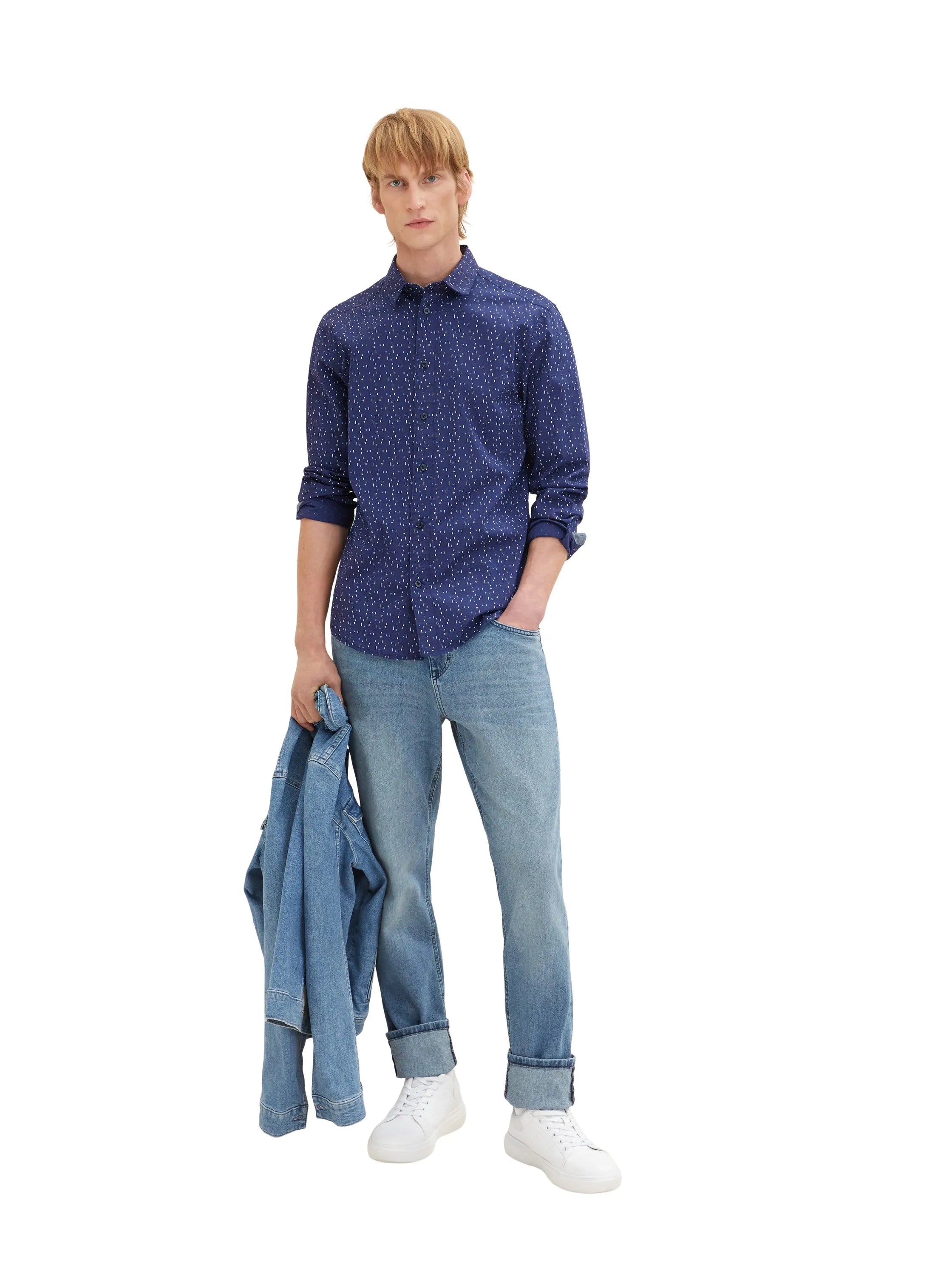 Tom Tailor Dark Blue Multicolor Design Men Shirt with an All-Over Print SKU: 1034883_31265 Image 02
