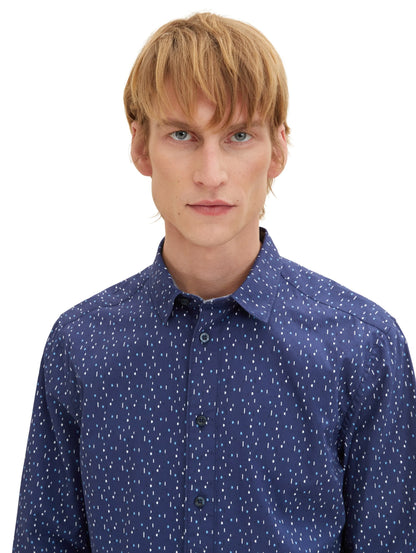 Tom Tailor Dark Blue Multicolor Design Men Shirt with an All-Over Print SKU: 1034883_31265 Image 05
