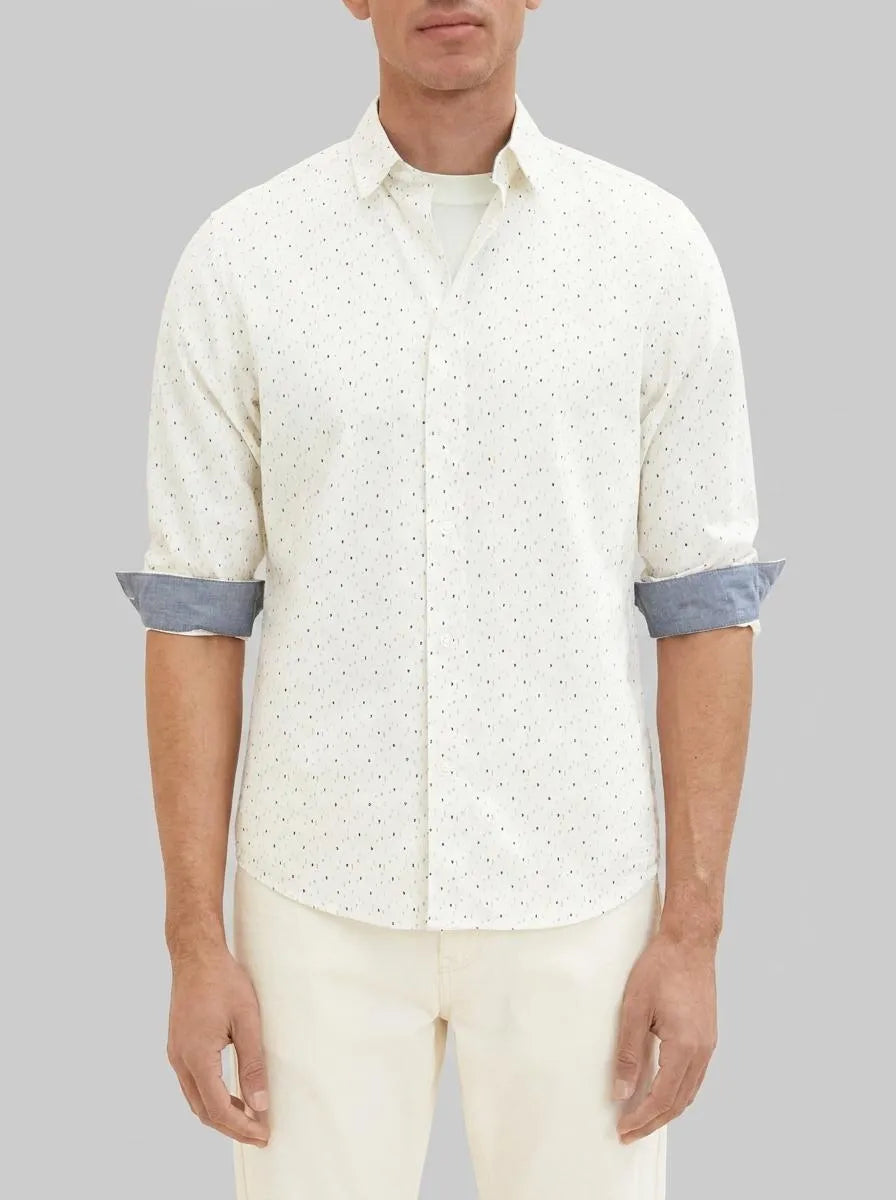 Tom Tailor Off White Multicolor Design Men Shirt with an All-Over Print SKU: 1034883_31266 Image 00