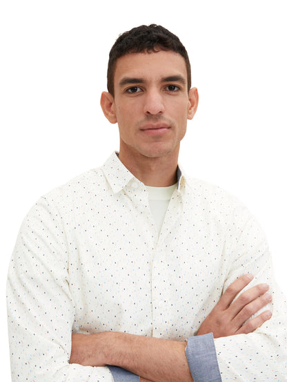 Tom Tailor Off White Multicolor Design Men Shirt with an All-Over Print SKU: 1034883_31266 Image 04