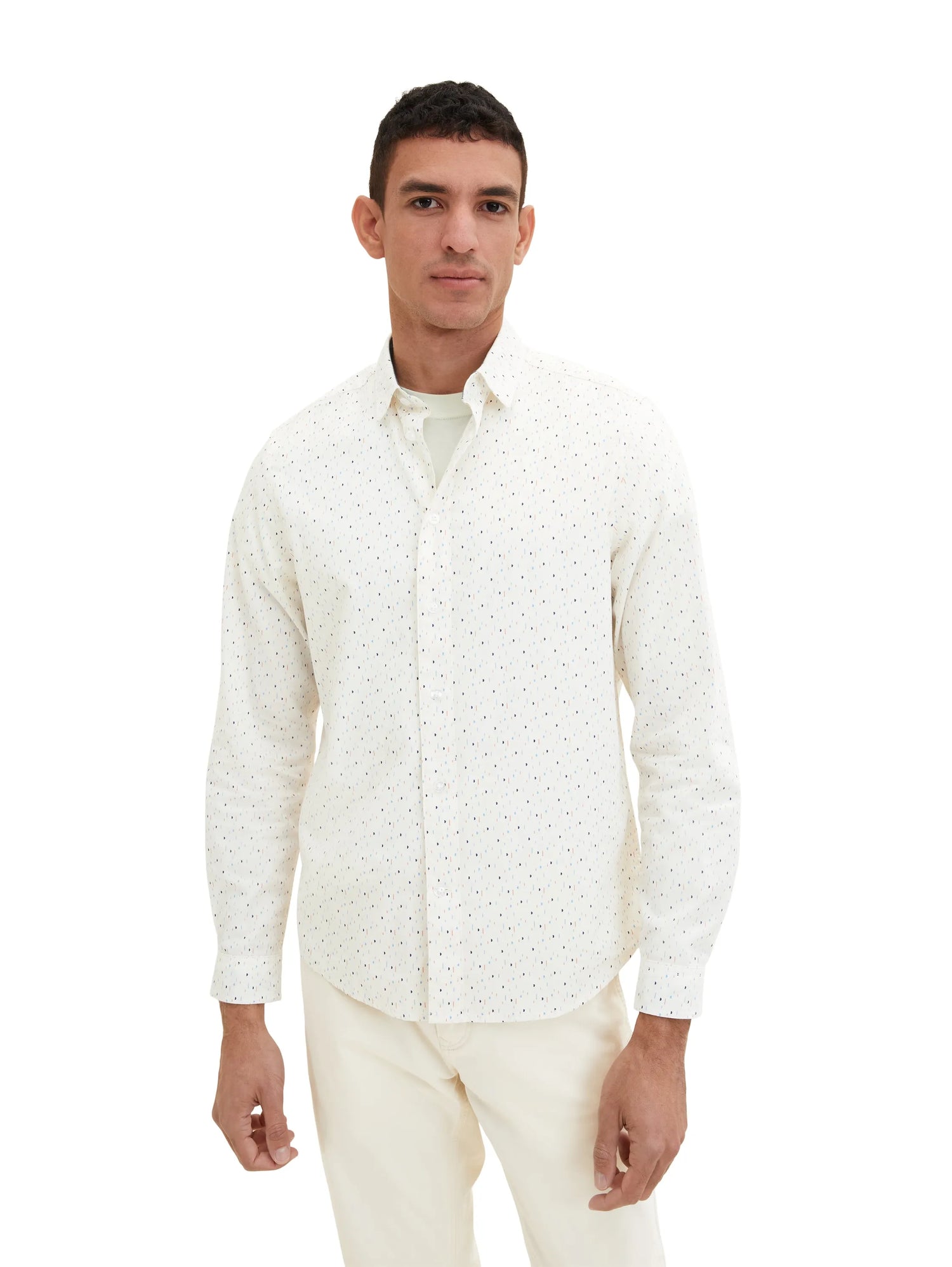 Tom Tailor Off White Multicolor Design Men Shirt with an All-Over Print SKU: 1034883_31266 Image 05