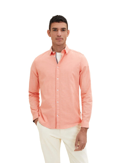 Tom Tailor Peach Orange Chambray Men Basic Shirt SKU: 1034884_31196 Image 01