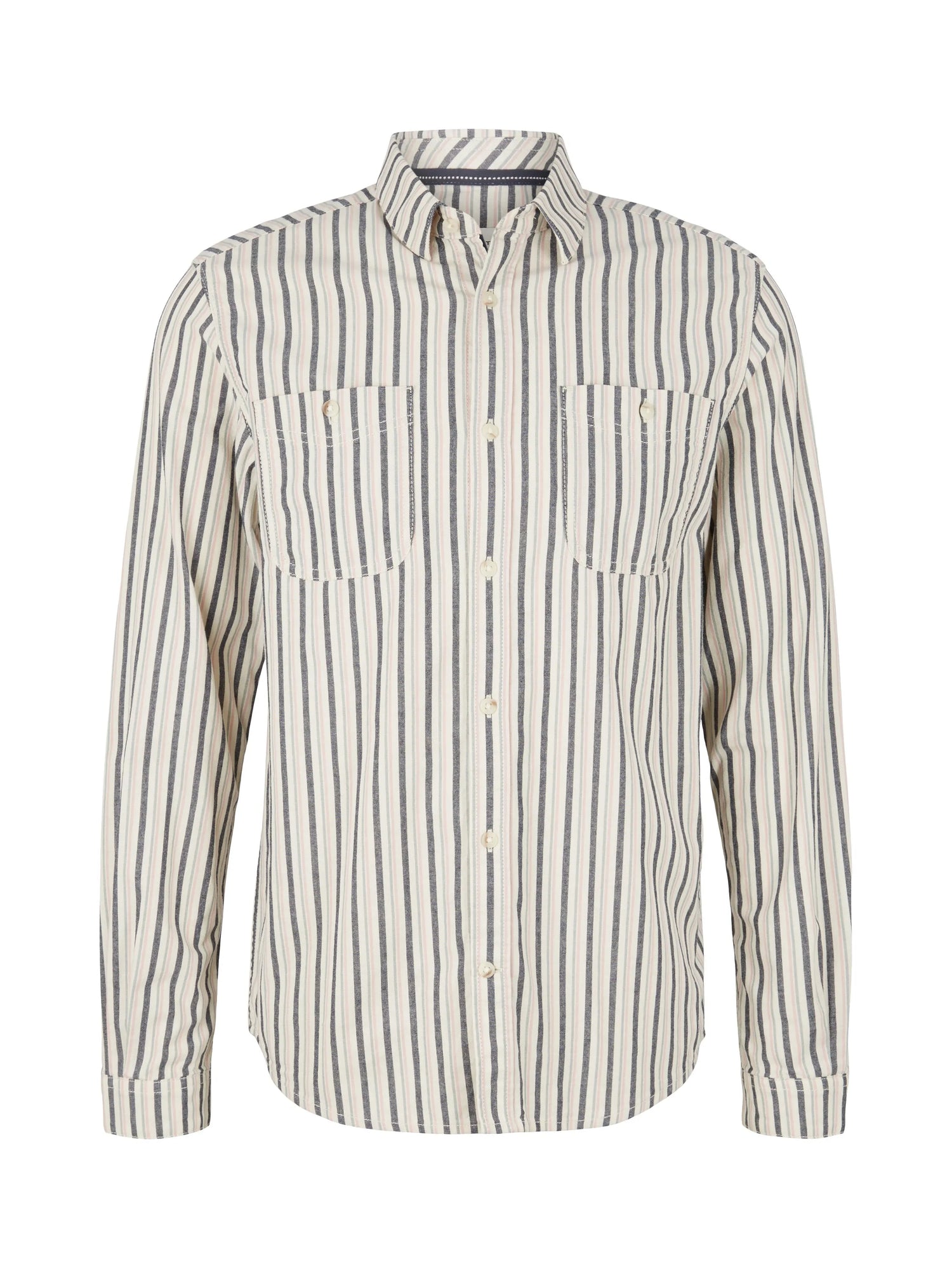 Tom Tailor Rose Navy Off White Stripe Men Shirt with Patch Chest Pockets SKU: 1034886_31172 Image 07
