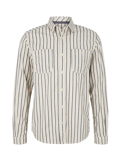Tom Tailor Rose Navy Off White Stripe Men Shirt with Patch Chest Pockets SKU: 1034886_31172 Image 07