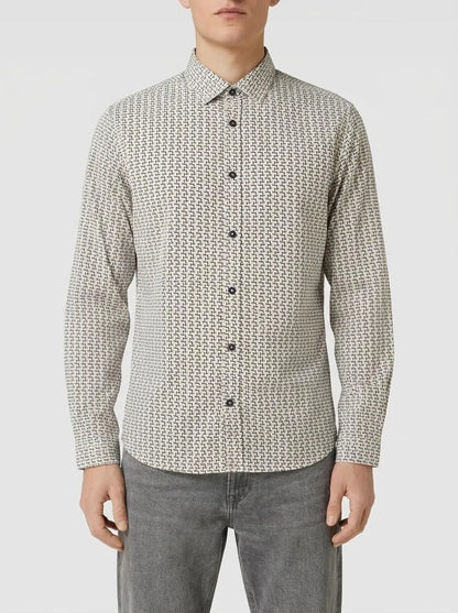 Tom Tailor Off White Colorful Design Men Shirt with an All-Over Print SKU: 1034890_31175 Image 00