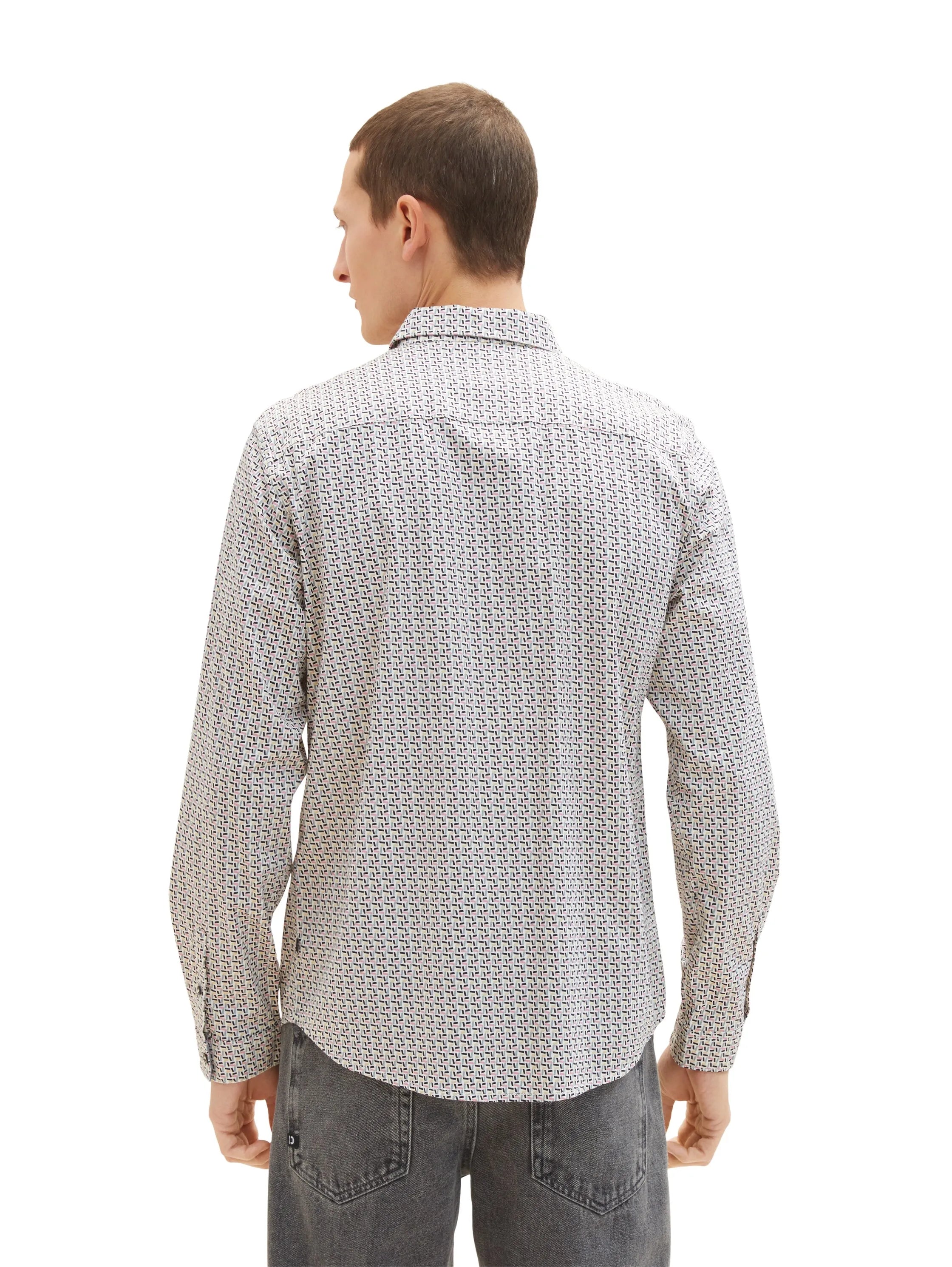 Tom Tailor Off White Colorful Design Men Shirt with an All-Over Print SKU: 1034890_31175 Image 03
