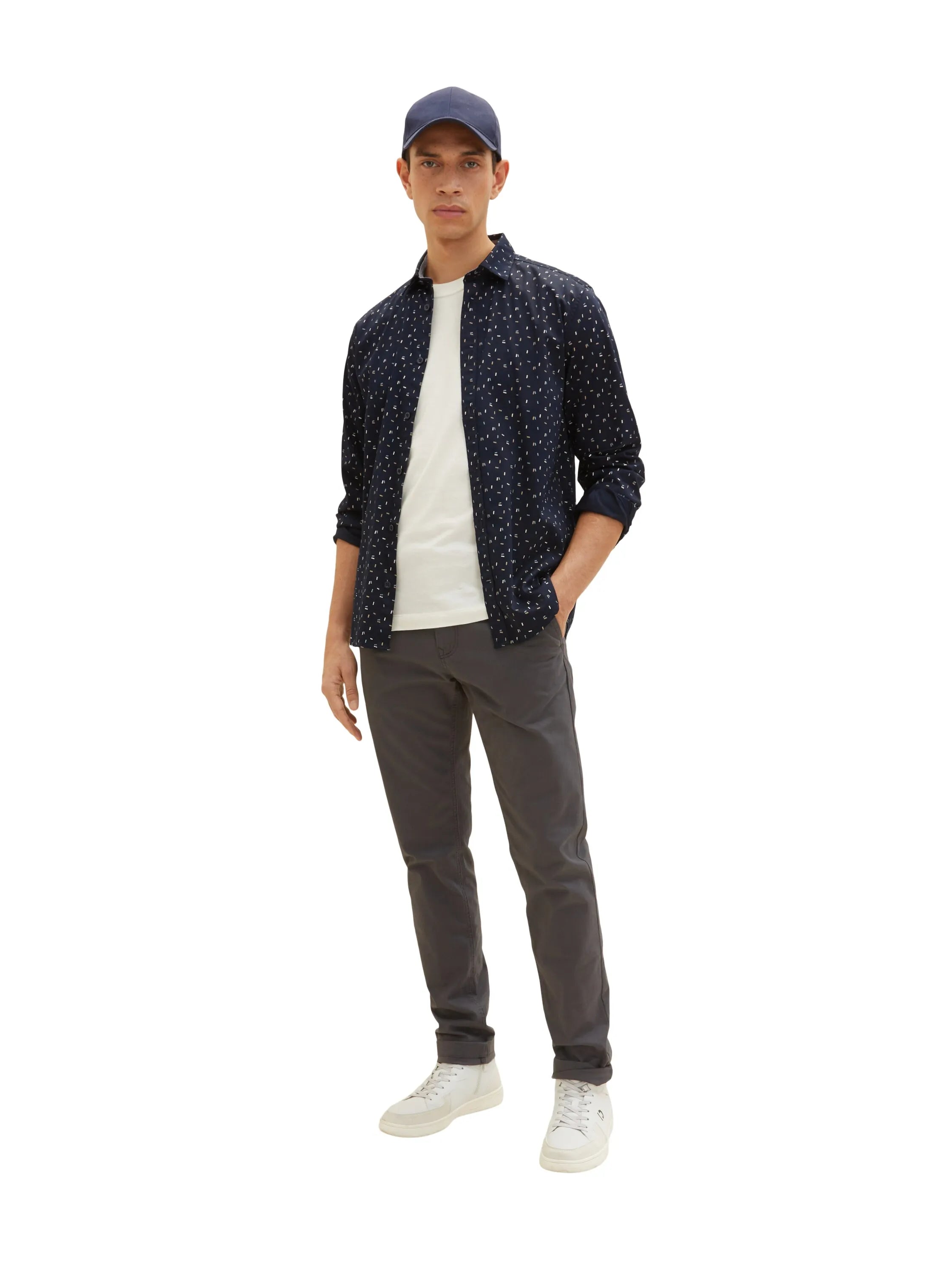 Tom Tailor Navy Geometric Design Men Shirt with an All-Over Print SKU: 1034890_31314 Image 02