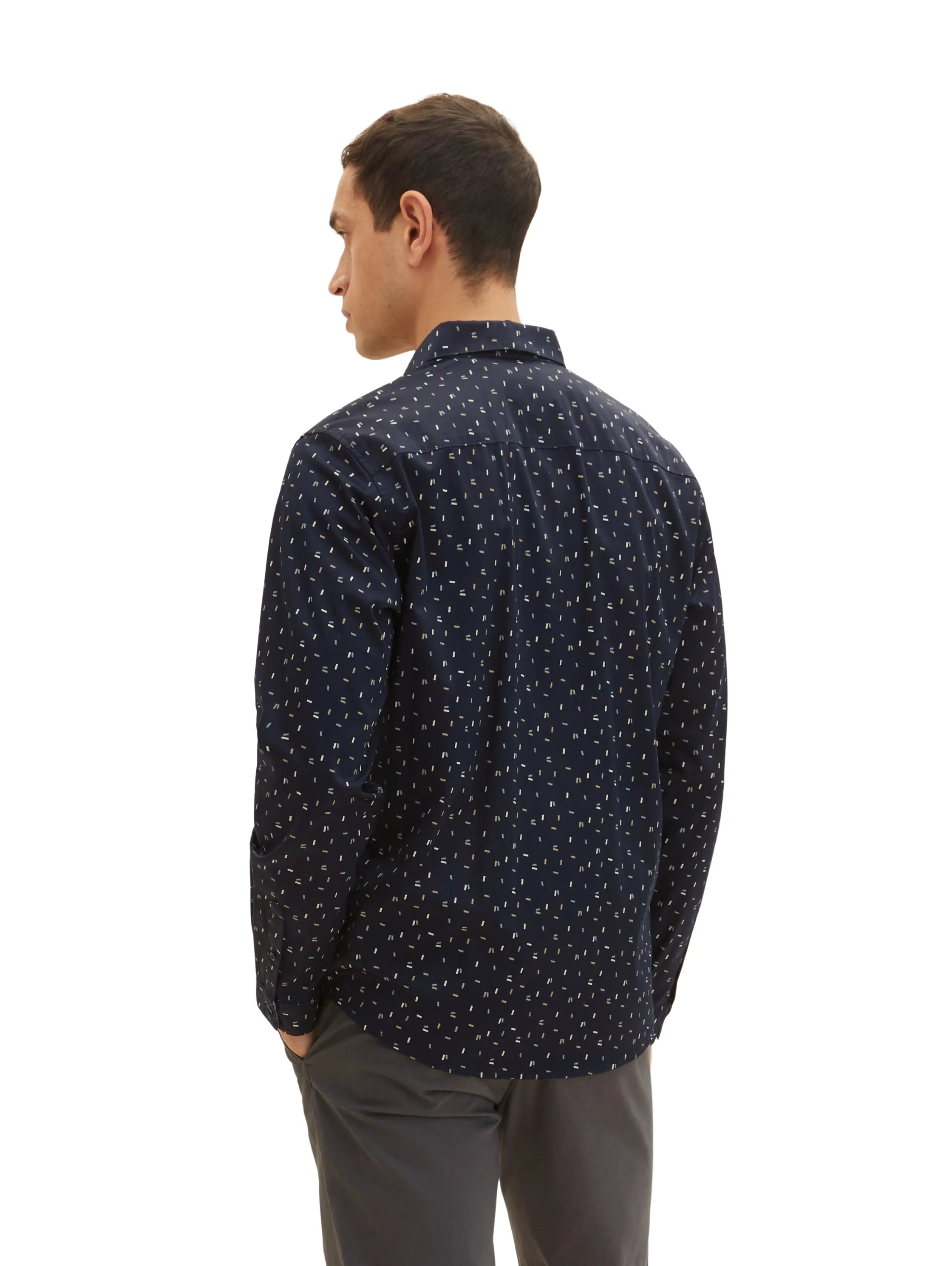 Tom Tailor Navy Geometric Design Men Shirt with an All-Over Print SKU: 1034890_31314 Image 03