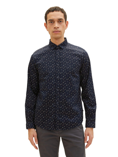 Tom Tailor Navy Geometric Design Men Shirt with an All-Over Print SKU: 1034890_31314 Image 04
