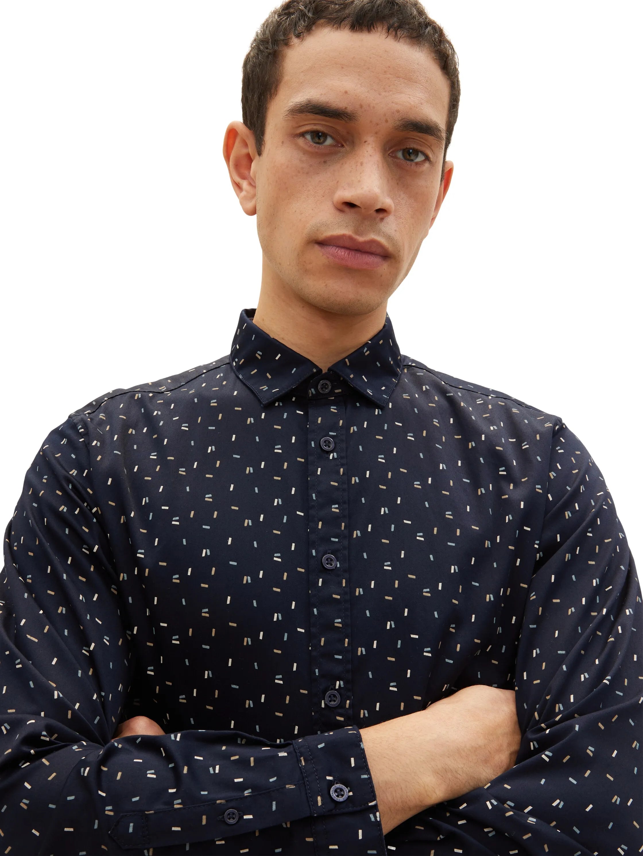 Tom Tailor Navy Geometric Design Men Shirt with an All-Over Print SKU: 1034890_31314 Image 05