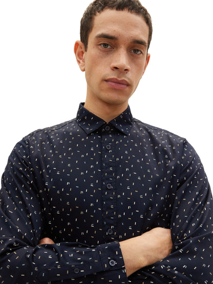 Tom Tailor Navy Geometric Design Men Shirt with an All-Over Print SKU: 1034890_31314 Image 05