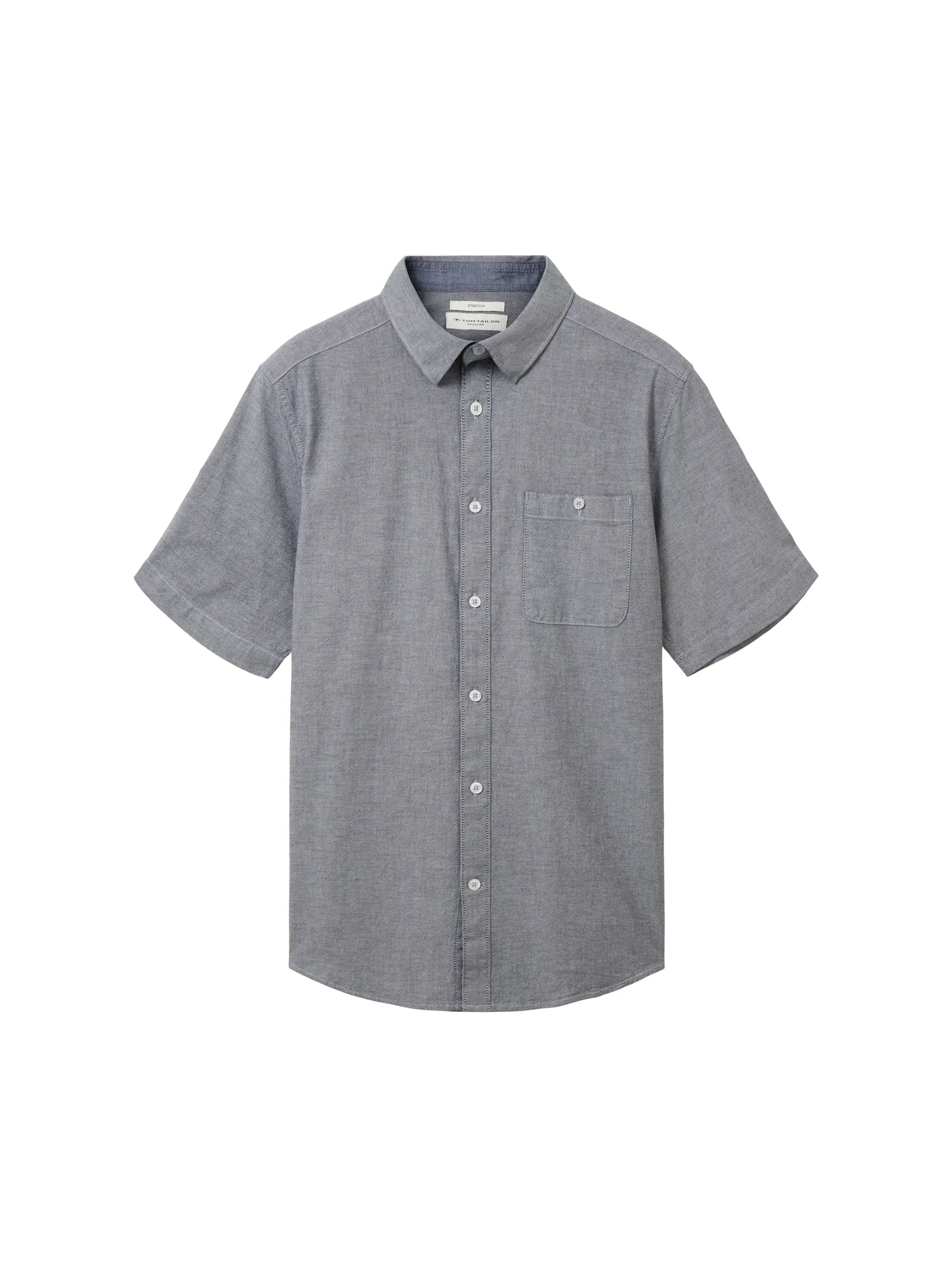 Tom Tailor Navy Chambray Men Stretch Oxford Shirt SKU: 1034892_28941 Image 07