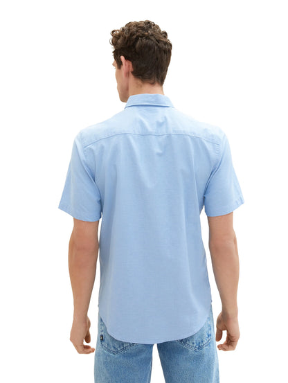 Tom Tailor Blue Chambray Men Stretch Oxford Shirt SKU: 1034892_31797 Image 03