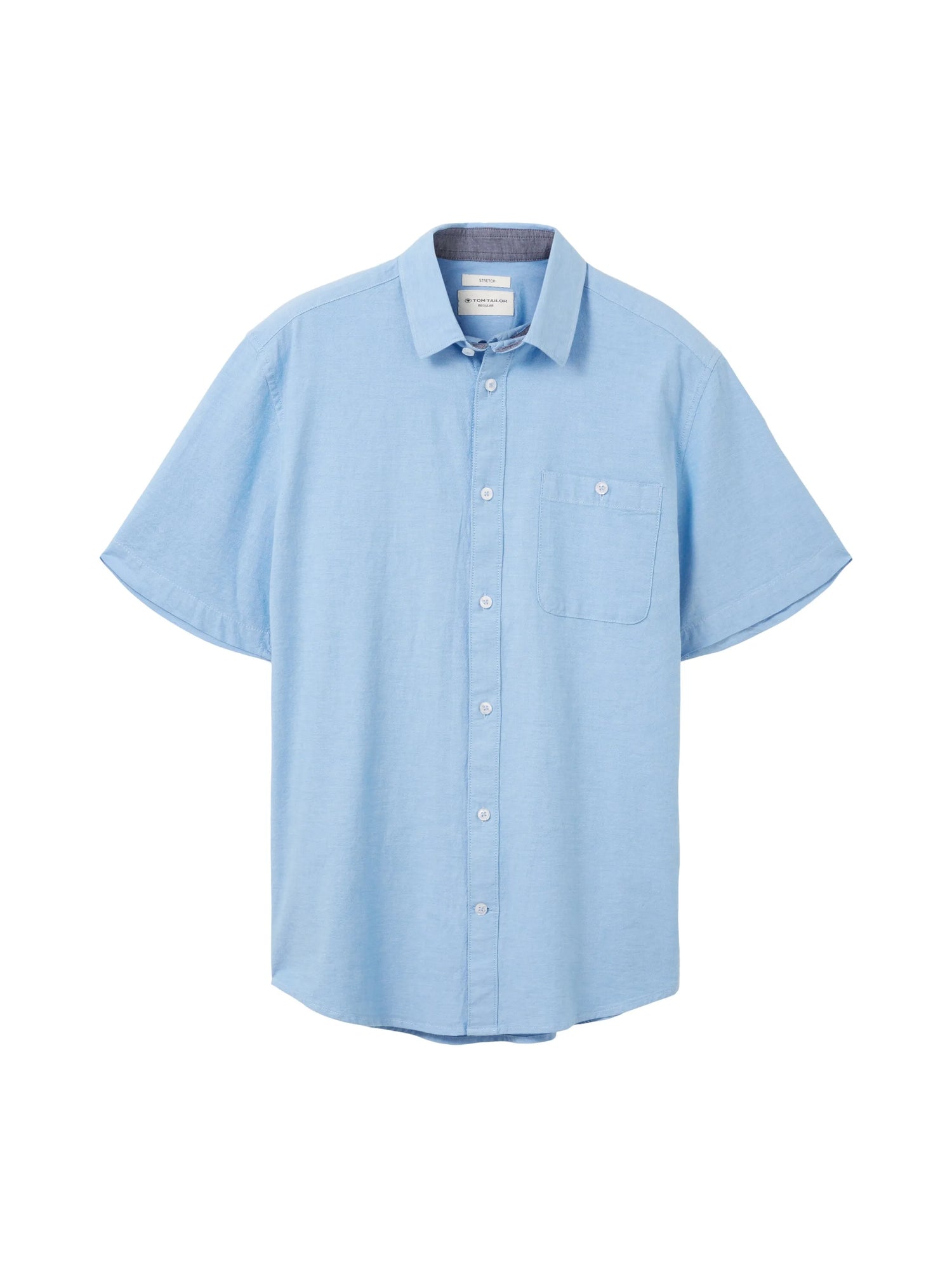Tom Tailor Blue Chambray Men Stretch Oxford Shirt SKU: 1034892_31797 Image 07