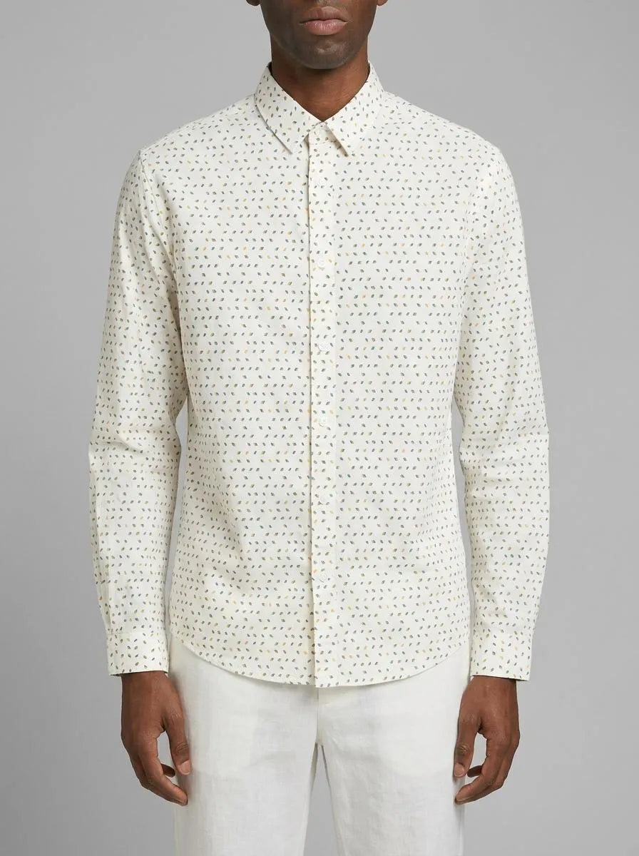 Tom Tailor Off White Geometric Design Men Patterned Shirt SKU: 1034897_31276 Image 00