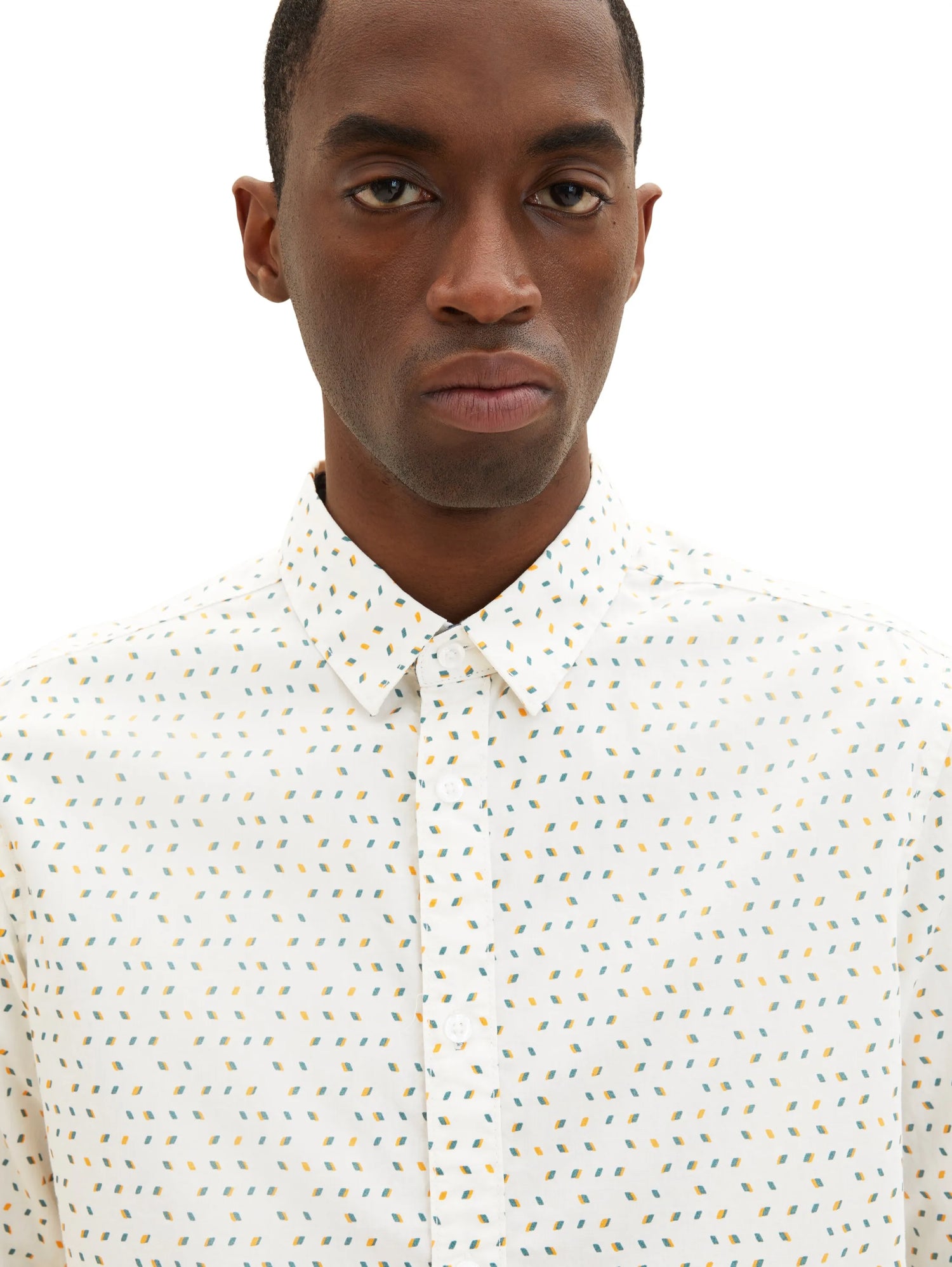 Tom Tailor Off White Geometric Design Men Patterned Shirt SKU: 1034897_31276 Image 05