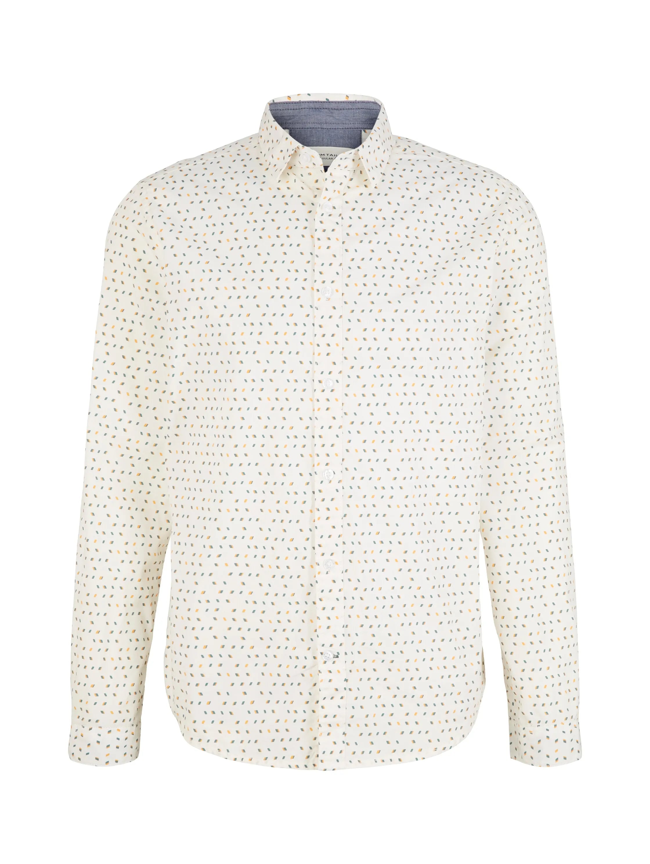 Tom Tailor Off White Geometric Design Men Patterned Shirt SKU: 1034897_31276 Image 07