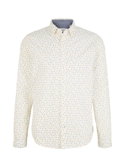 Tom Tailor Off White Geometric Design Men Patterned Shirt SKU: 1034897_31276 Image 07