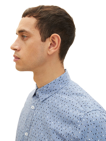 Tom Tailor Greyish Blue Geometric Design Men Patterned Shirt SKU: 1034897_31277 Image 04