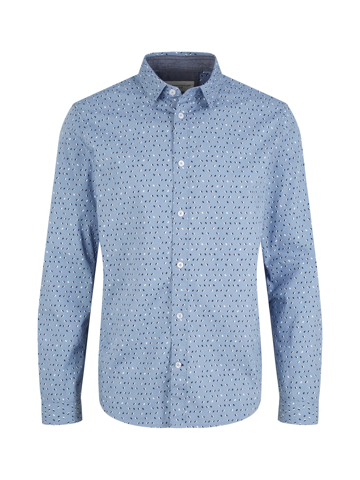 Tom Tailor Greyish Blue Geometric Design Men Patterned Shirt SKU: 1034897_31277 Image 07