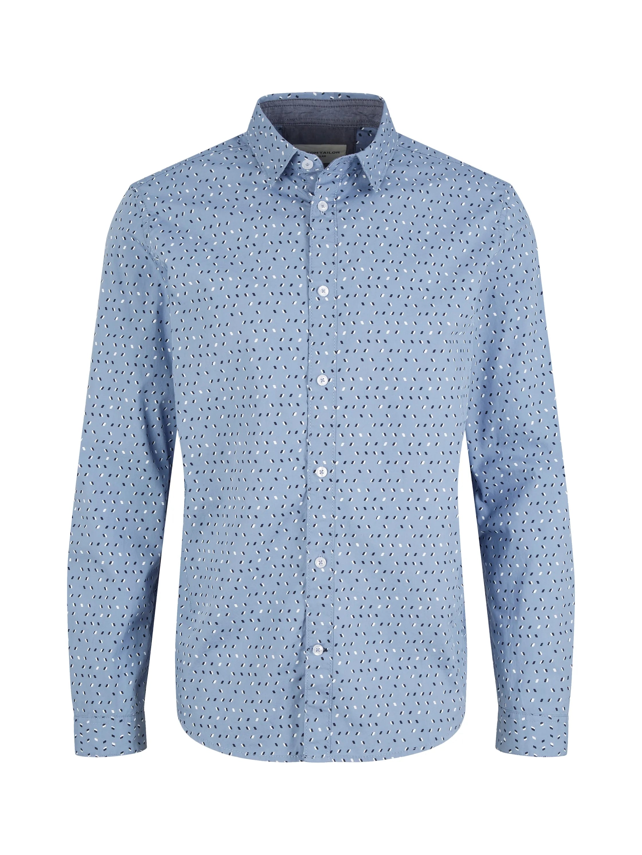 Tom Tailor Greyish Blue Geometric Design Men Patterned Shirt SKU: 1034897_31277 Image 07