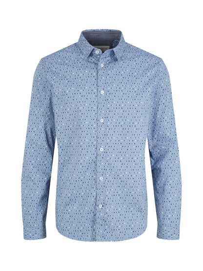 Tom Tailor Greyish Blue Geometric Design Men Patterned Shirt SKU: 1034897_31277 Image 07