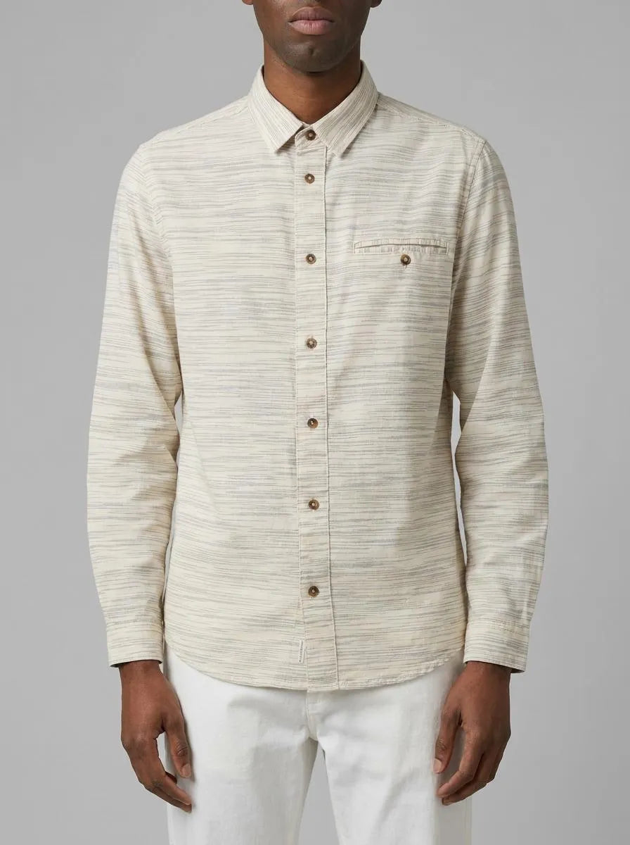 Tom Tailor Off White Navy Structure Men Shirt in a Melange Look SKU: 1034899_31226 Image 00