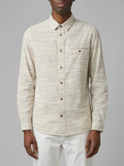 Tom Tailor Off White Navy Structure Men Shirt in a Melange Look SKU: 1034899_31226 Image 00