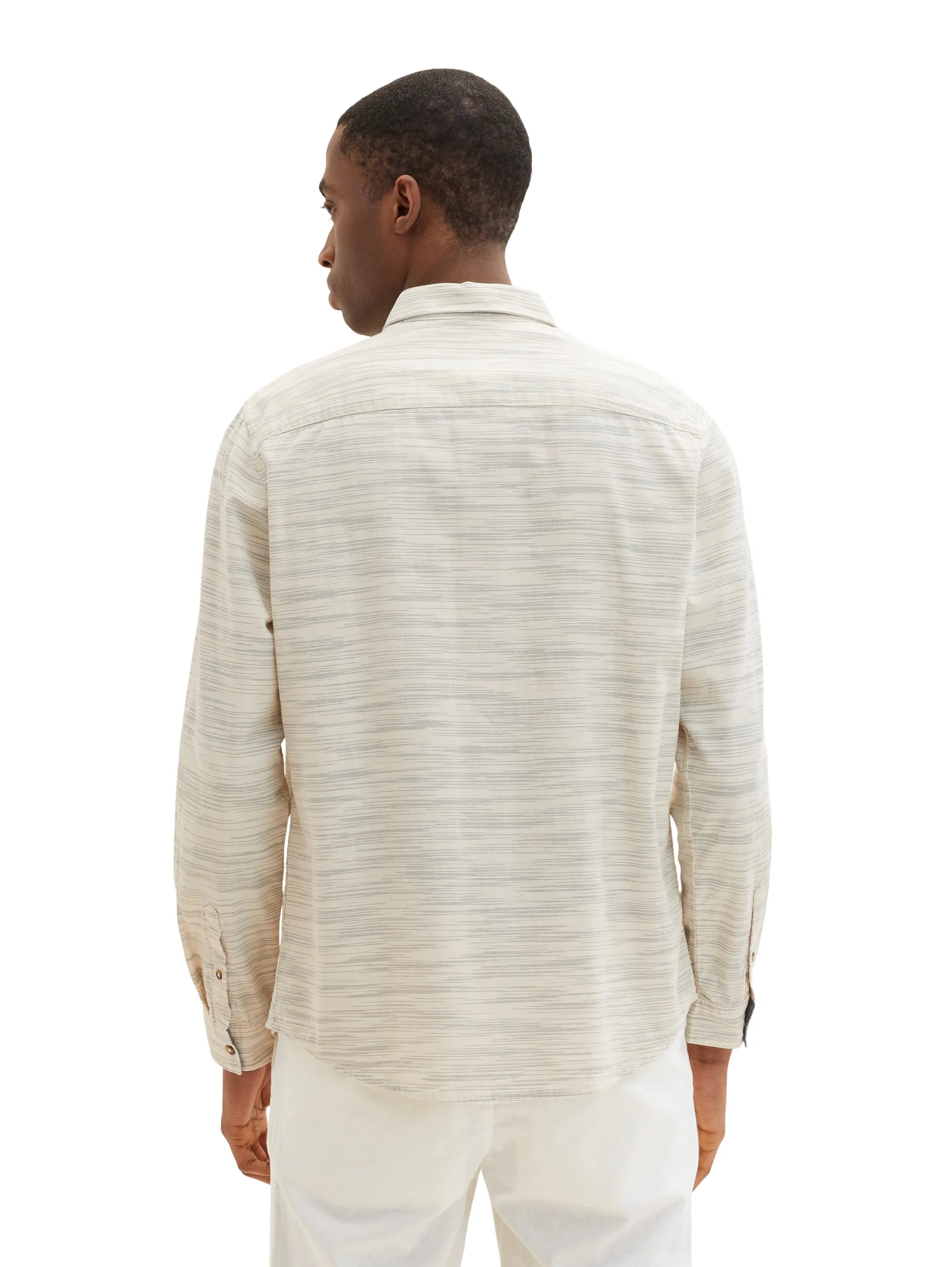 Tom Tailor Off White Navy Structure Men Shirt in a Melange Look SKU: 1034899_31226 Image 03