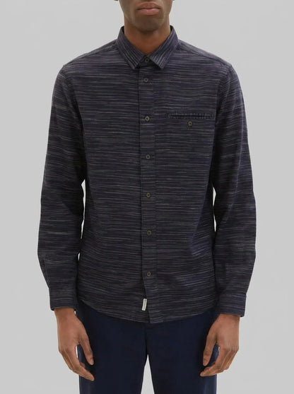Tom Tailor Navy Off White Structure Men Shirt in a Melange Look SKU: 1034899_31227 Image 00