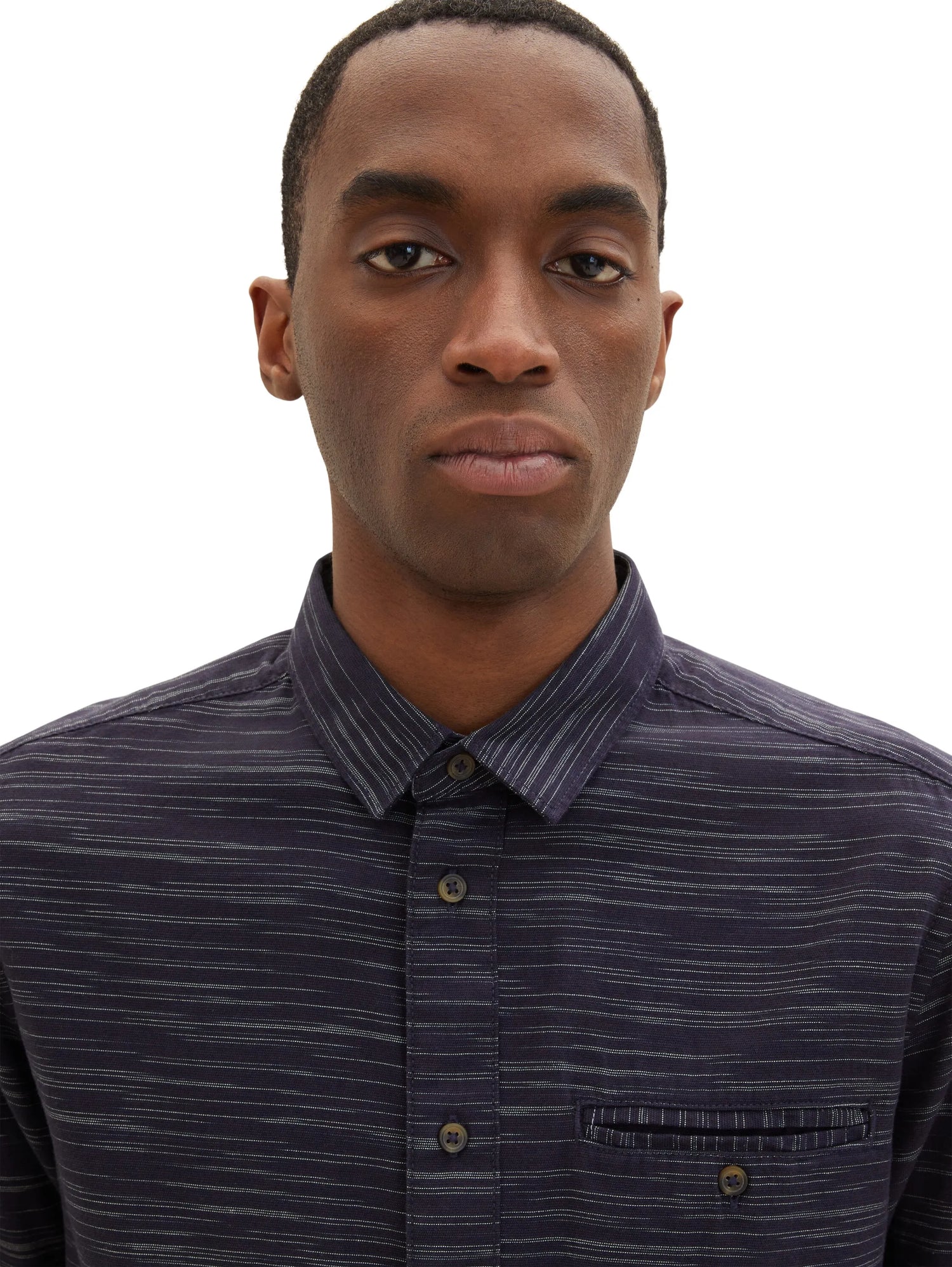 Tom Tailor Navy Off White Structure Men Shirt in a Melange Look SKU: 1034899_31227 Image 02