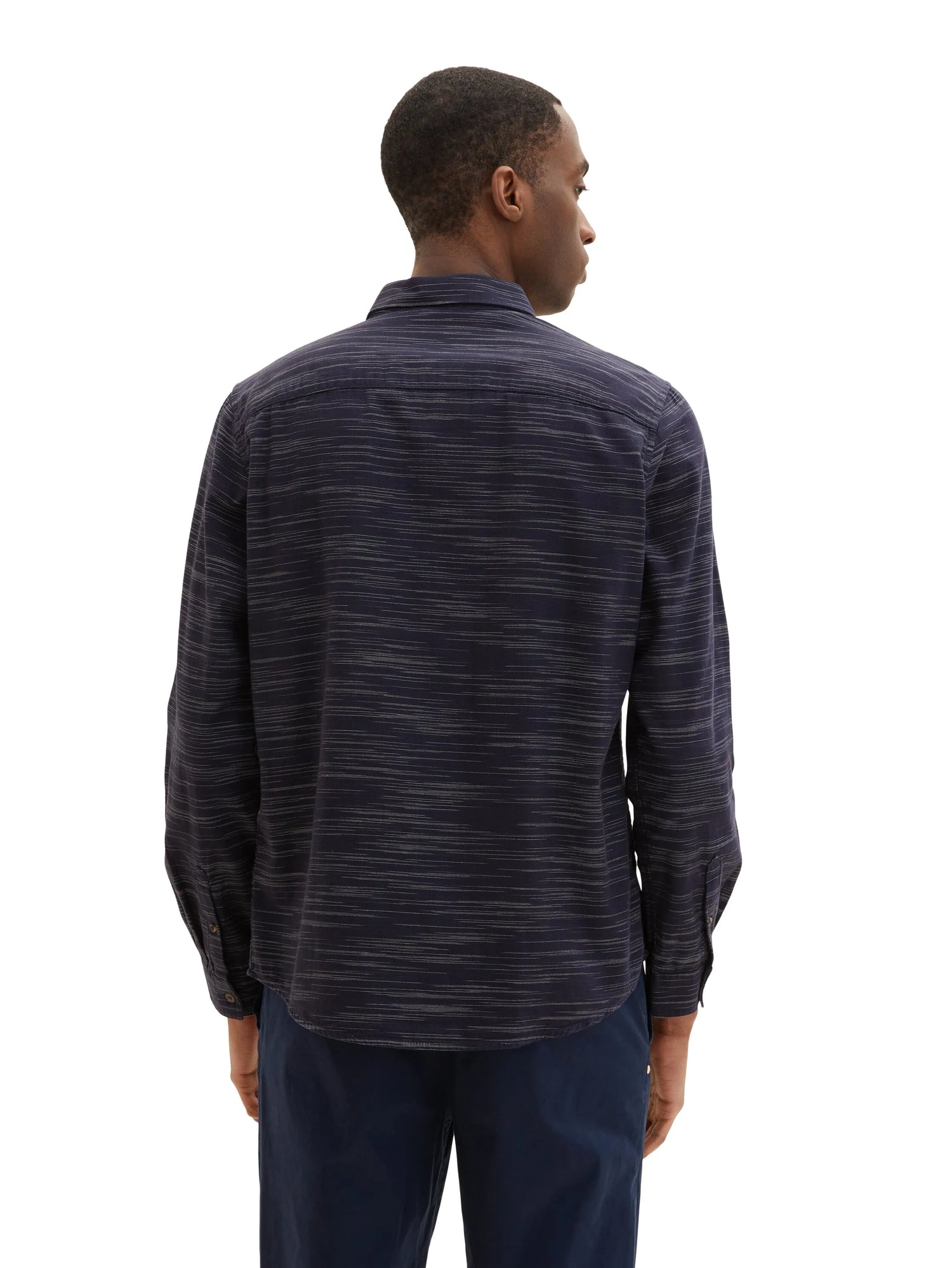 Tom Tailor Navy Off White Structure Men Shirt in a Melange Look SKU: 1034899_31227 Image 03