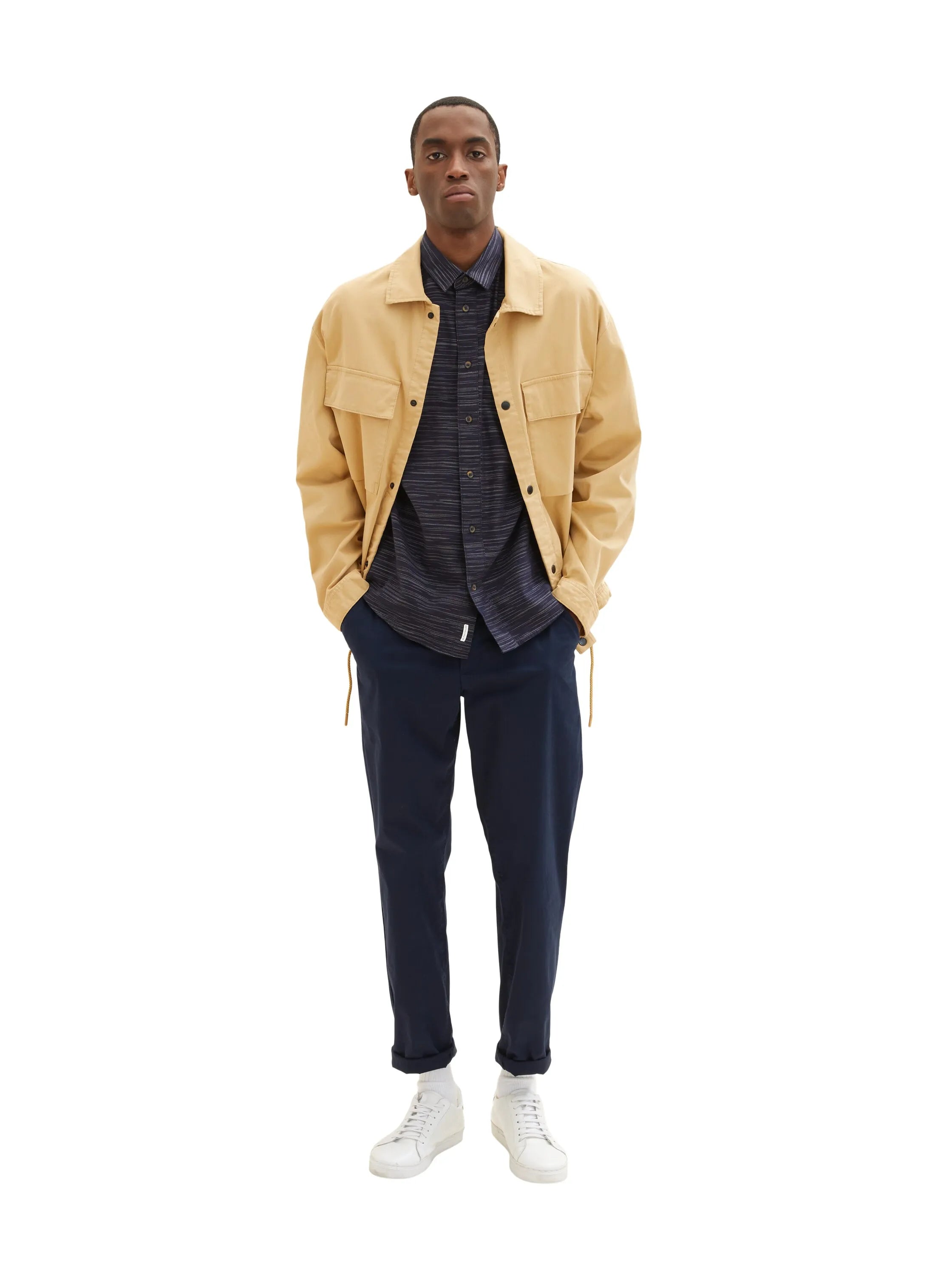 Tom Tailor Navy Off White Structure Men Shirt in a Melange Look SKU: 1034899_31227 Image 05