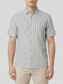 Tom Tailor Navy Bluish Green Stripe Men Regular Fit Short-Sleeved Dress Shirt SKU: 1034902_31242 Image 00