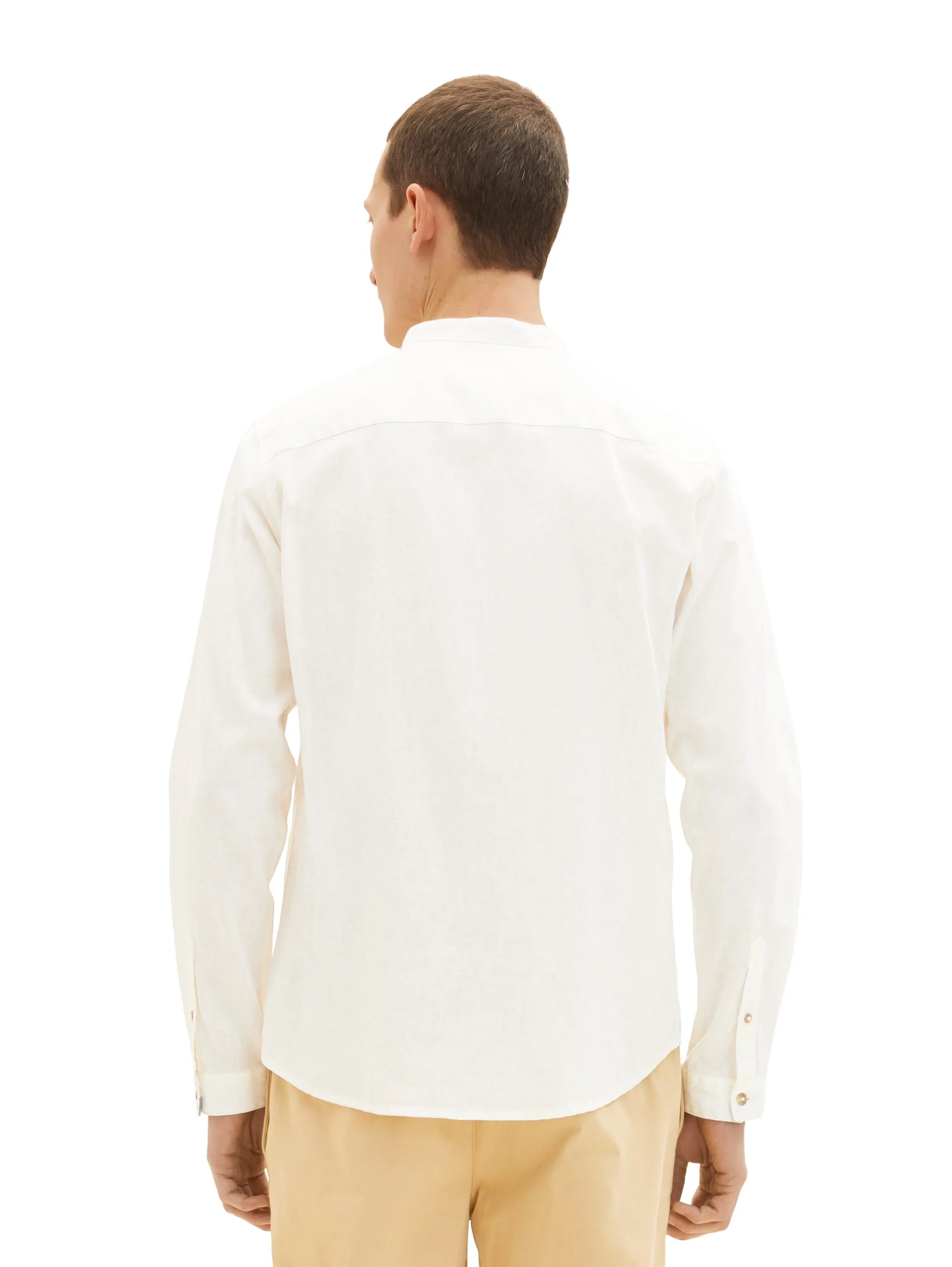 Tom Tailor Off White Men Cotton Linen Shirt SKU: 1034903_10332 Image 03