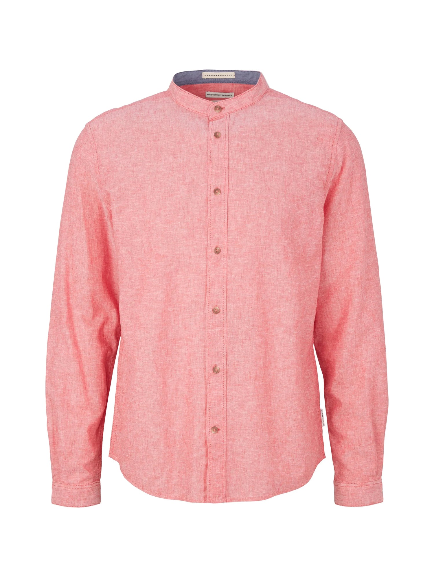 Tom Tailor Soft Berry Red Chambray Men Cotton Linen Shirt SKU: 1034903_31234 Image 07