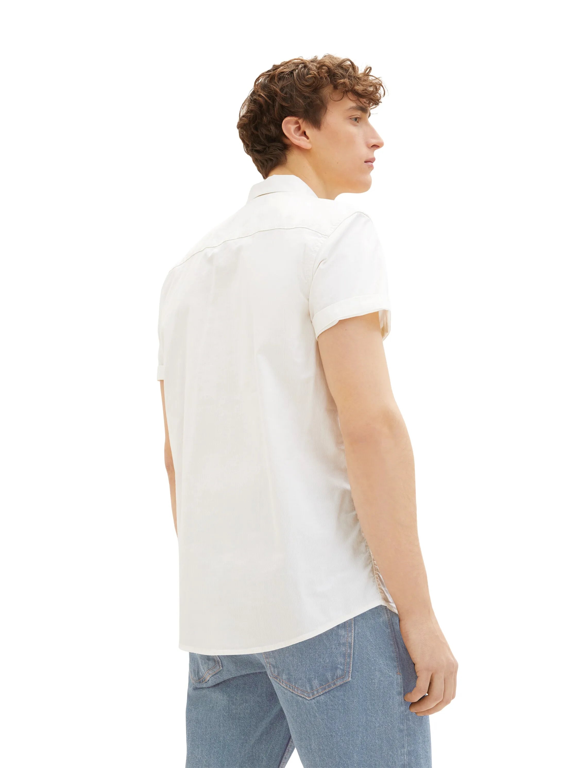 Denim Tom Tailor Wool White Men Short-Sleeved Shirt with a Chest Pocket SKU: 1034912_12906 Image 03